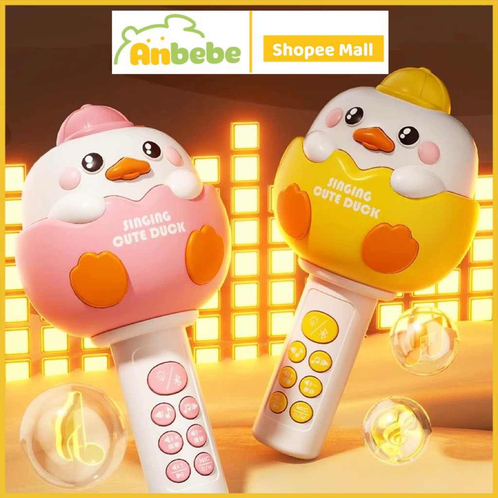 Micro Karaoke Hình Vịt  – Kết Nối Bluetooth, Đèn LED, Âm Nhạc, Đồ Chơi Giáo Dục Sớm Giúp Bé Yêu