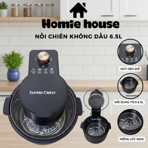 Nồi Chiên Không Dầu 6.5L Công Nghệ Chiên 360°, 1800W, Lót Inox, Không Hơi Nước, Chế Độ Tự Ngắt
