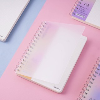 Sổ Lò Xo Basic 100GSM 200Trang Size A5/B5, Sổ Tay Kẻ Ngang Caro Dotgrid Bìa Nhựa Trong Dùng Ghi Chép Takenotes Journal