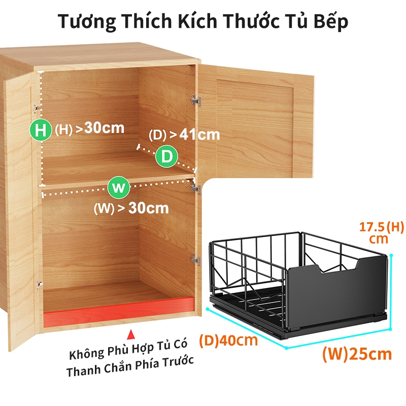 iSPECLE Kệ Kéo Trượt Đa Năng - Giá Đựng Đồ Nhà Bếp Có Ray Trượt, Gọn Gàng & Tiện Lợi