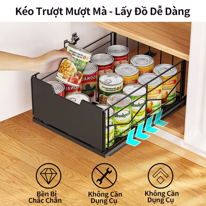iSPECLE Kệ Kéo Trượt Đa Năng - Giá Đựng Đồ Nhà Bếp Có Ray Trượt, Gọn Gàng & Tiện Lợi