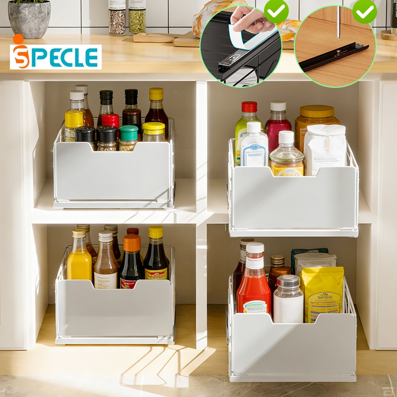iSPECLE Kệ Kéo Trượt Đa Năng - Giá Đựng Đồ Nhà Bếp Có Ray Trượt, Gọn Gàng & Tiện Lợi