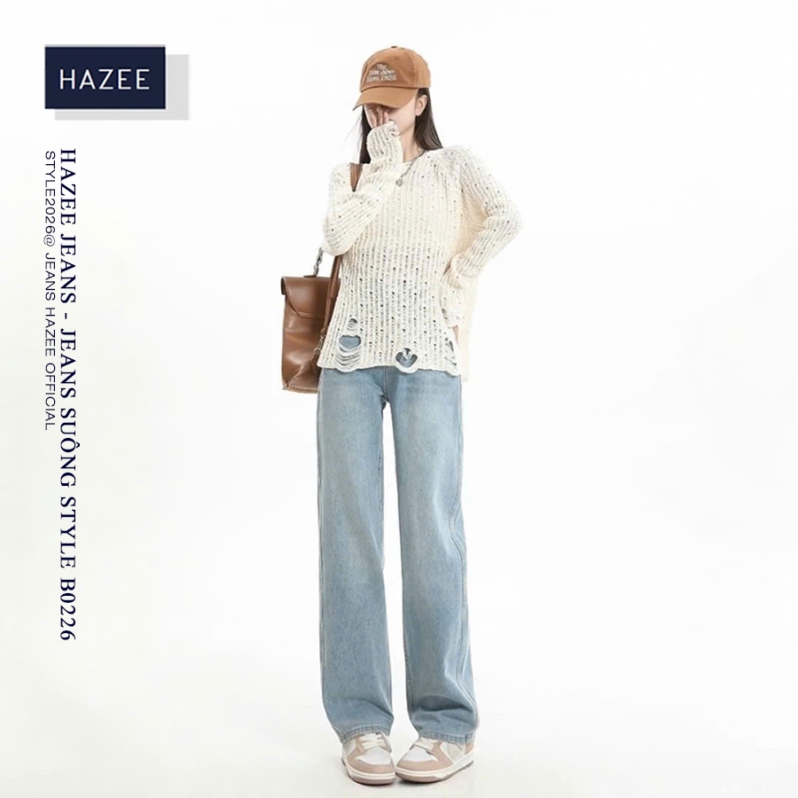 Quần Jeans Xuông HAZEE chất liệu denim mềm mịn STYLE 2026 thời trang công sở