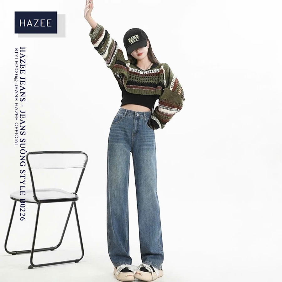 Quần Jeans Xuông HAZEE chất liệu denim mềm mịn STYLE 2026 thời trang công sở