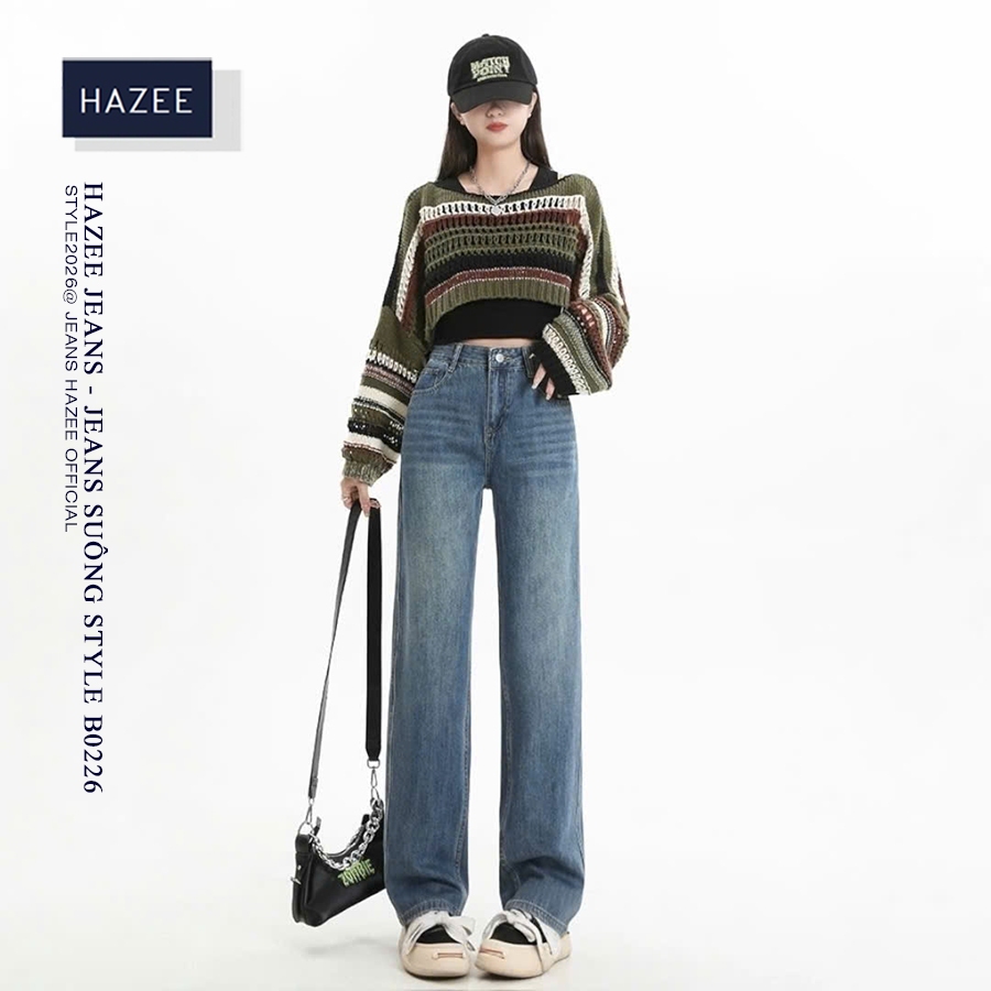 Quần Jeans Xuông HAZEE chất liệu denim mềm mịn STYLE 2026 thời trang công sở