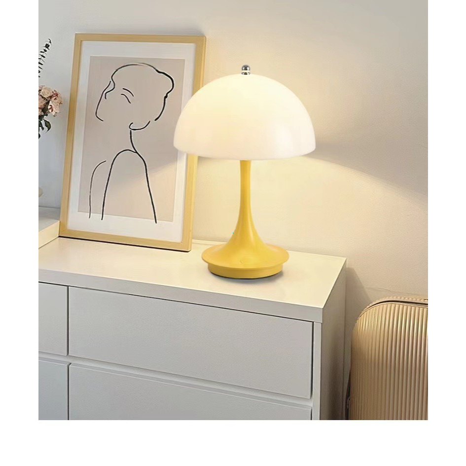 French Cream Portable Nấm Bàn Đèn Touch Dimmable Giường ngủ Bầu không khí lãng mạn Đèn ngủ nhỏ