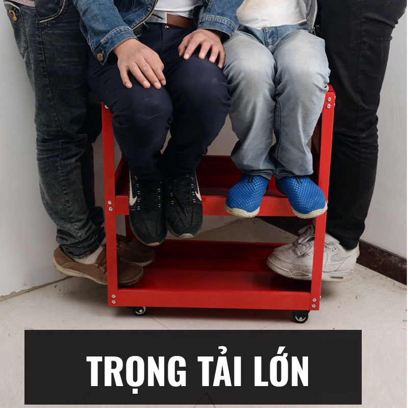 Xe Đẩy Dụng Cụ Đồ Nghề 3 Tầng Sơn Tĩnh Điện, Bánh Xe Xoay 360 Độ Có Khóa tải trọng 100kg