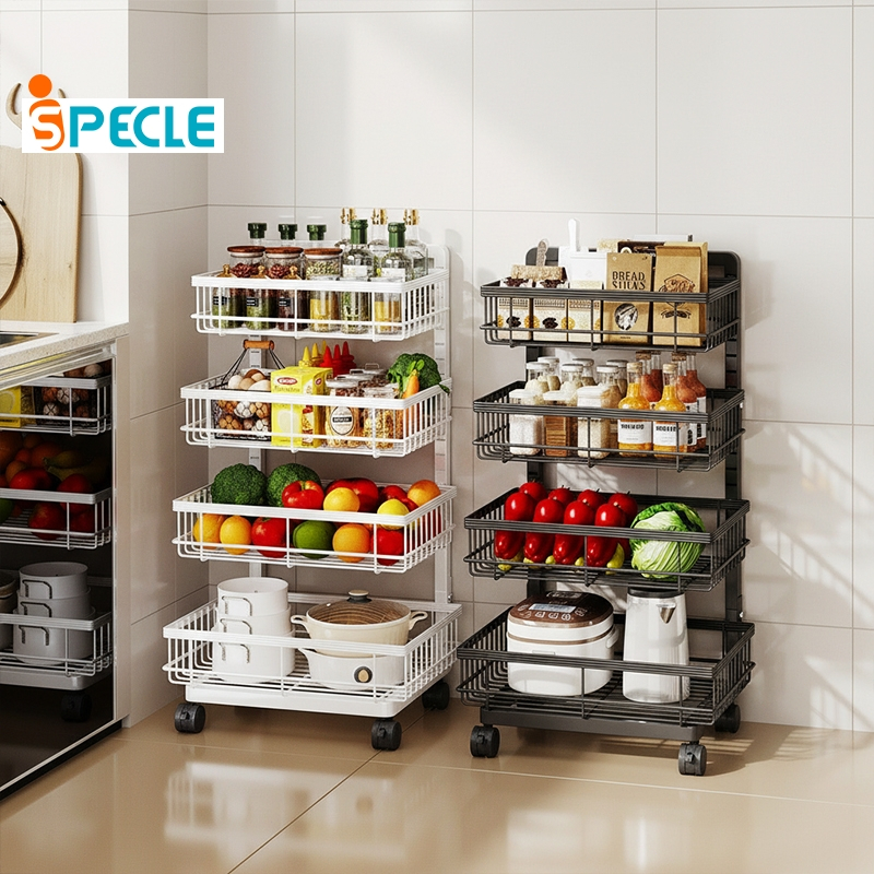 iSPECLE Xe Đẩy Đa Tầng Thép Carbon Bền Bỉ - Có Bánh Xe Di Động, Thiết Kế Chắc Chắn, Chịu Tải Lớn