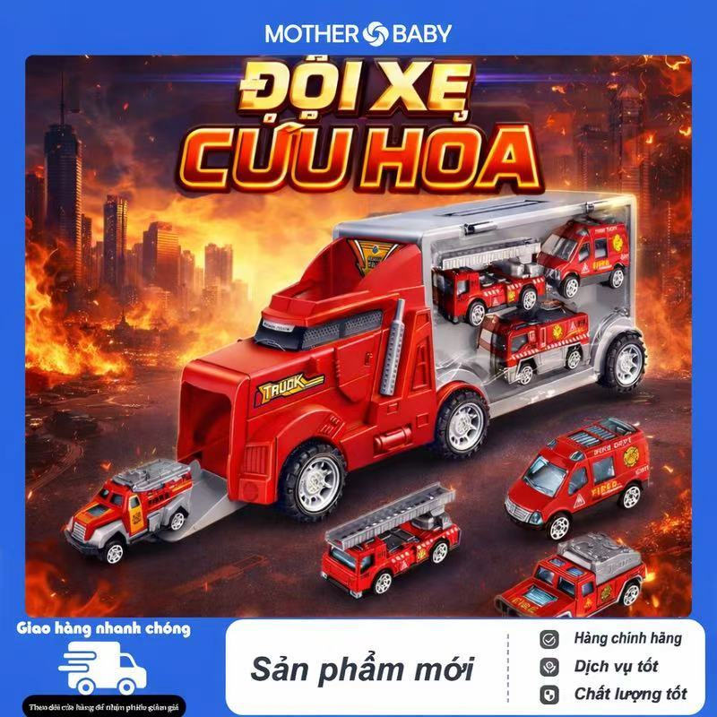 Xe Tải 6 Trong 1 Có Đủ Mã (Cảnh Sát, Cứu Hỏa, Kỹ Thuật, Quân Sự) Chất Liệu Hợp Kim Nhôm.