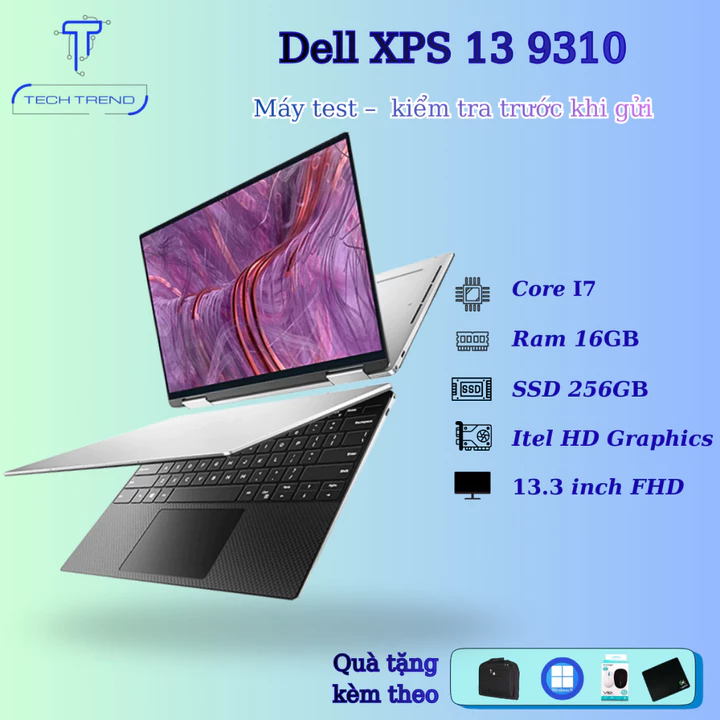 Laptop Dell XPS 9310 cảm ứng 2 in 1, Core i7-11th, Ram 16GB, SSD 256GB,Màn 13'3 inch FHD