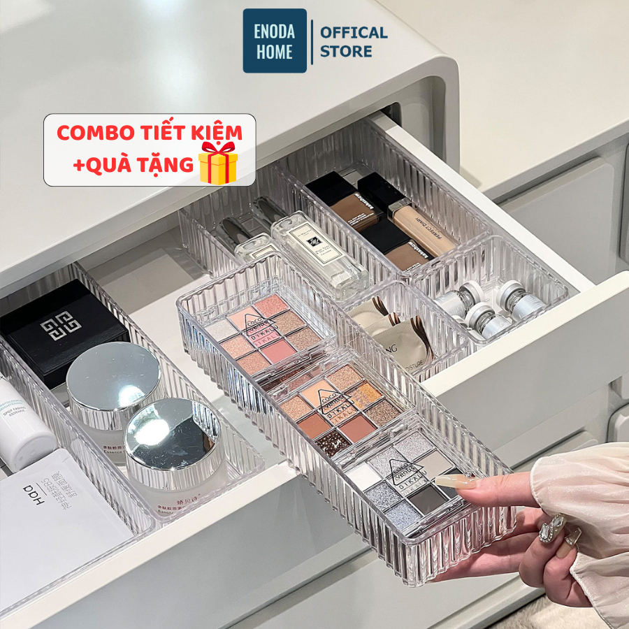 Combo Khay Đựng Mĩ Phẩm ENODA HOME, Khay Nhựa Chia Ngăn Kéo Có Thể Xếp Chồng P300