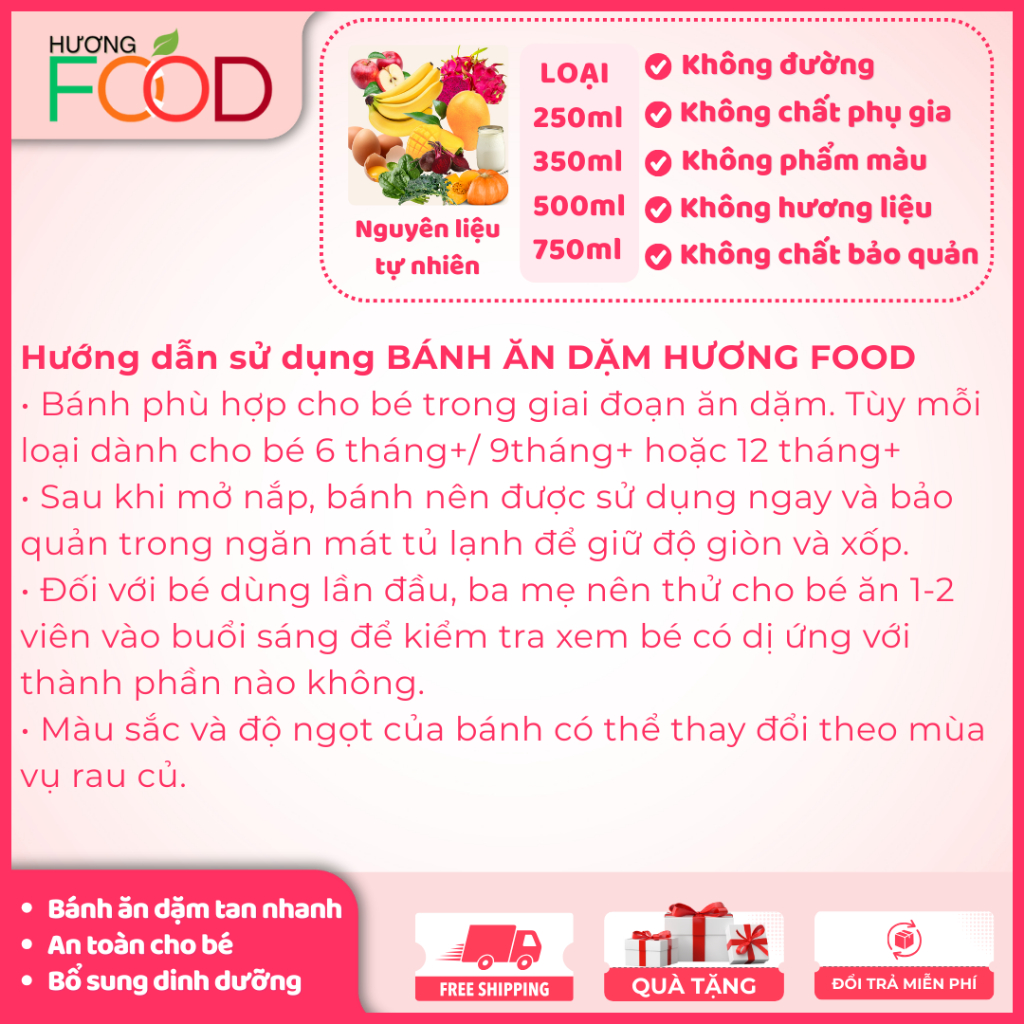 [COMBO 2 HỦ 500ml] bánh ăn dặm mix vị cho bé từ 6 tháng, thơm ngon tự nhiên, bổ sung dinh dưỡng | HƯƠNG FOOD