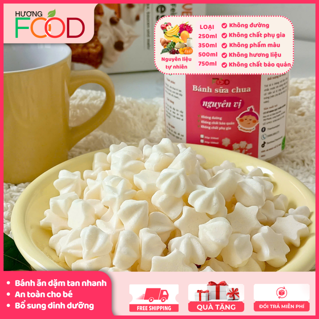 [COMBO TIẾT KIỆM] 2 hủ bánh ăn dặm cho bé 6 tháng+, 2 vị bánh sữa chua nguyên vị và trái cây tự nhiên | HƯƠNG FOOD