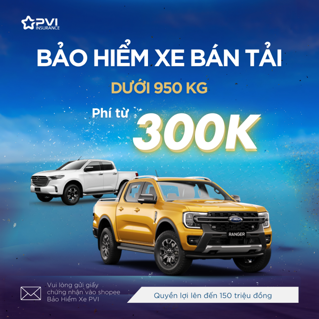 Bảo hiểm xe bán tải - Bảo hiểm ô tô bán tải (Pickup), 4-5 chỗ ngồi, Bảo hiểm xe PVI