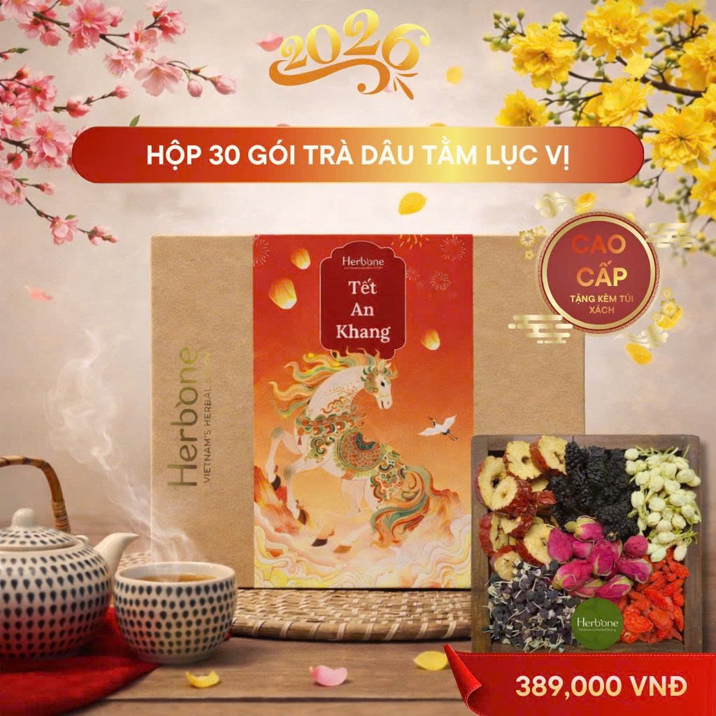 Trà Dâu Tằm Lục Vị HERBONE Bổ Máu Ích Huyết Dưỡng Nhan Điều Hòa Kinh Nguyệt, Thanh Nhiệt, Đẹp Da