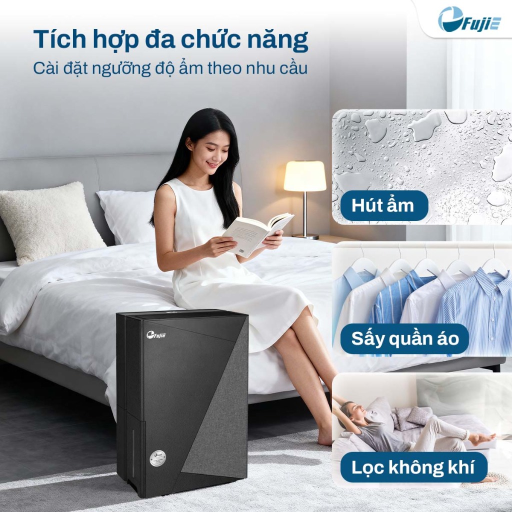 Máy hút ẩm lọc không khí FUJIE HM-930ED 30 Lít/ngày phòng ngủ phòng làm việc tiết kiệm điện không ồn