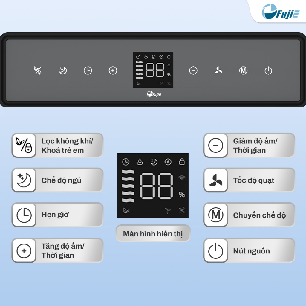 Máy hút ẩm lọc không khí FUJIE HM-930ED 30 Lít/ngày phòng ngủ phòng làm việc tiết kiệm điện không ồn