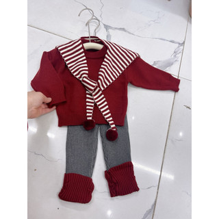 Bộ len dày dặn,đáng yêu cho bé gái 6-11kg
