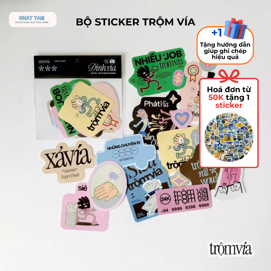 Bộ Sticker Trộm Vía vui nhộn, hài hước cute trang trí sổ tay scrapbook ...