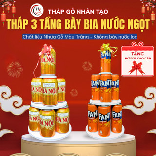 [TẶNG NƠ-CHỈ BÀY LON NƯỚC] Tháp Gỗ Bày Bia Nước Ngọt 3 Tầng Gỗ nhân tạo cao cấp Dâng Lễ Đền, Chùa Công đức Công quả