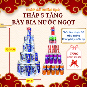 Tháp Gỗ Bày Bia Nước Ngọt 5 Tầng - Gỗ nhân tạo cao cấp Thắp Hương Cúng Dường Dâng Lễ