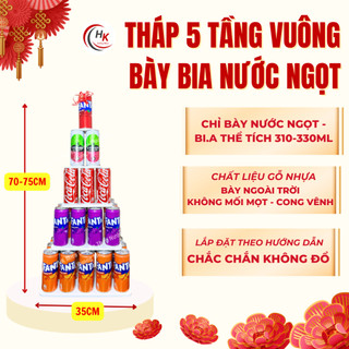 [TẶNG NƠ-CHỈ BÀY LON NƯỚC] Tháp Gỗ Bày Bia Nước Ngọt 5 Tầng - Gỗ nhân tạo cao cấp Thắp Hương Cúng Dường Dâng Lễ