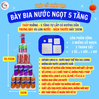 [TẶNG NƠ-CHỈ BÀY LON NƯỚC] Tháp Gỗ Bày Bia Nước Ngọt 5 Tầng - Gỗ nhân tạo cao cấp Thắp Hương Cúng Dường Dâng Lễ
