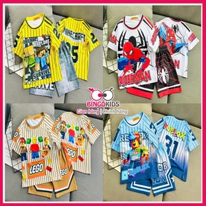 Sét đồ bộ đùi bé trai chất thun lạnh loại 1 mềm mịn mát họa tiết siêu nhân khủng long siêu ngầu