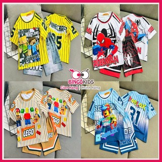Sét đồ bộ đùi bé trai chất thun lạnh loại 1 mềm mịn mát họa tiết siêu nhân khủng long siêu ngầu