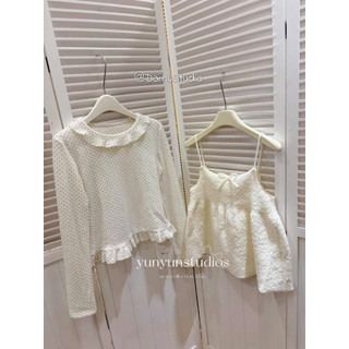 SET Gile + Áo Lông Thỏ Chấm Bi Cổ Bèo Hàn Quốc Vintage Xinh Xắn Trẻ Trung Trenddy QCCCl1 (Ảnh thật )|Dami.Studio