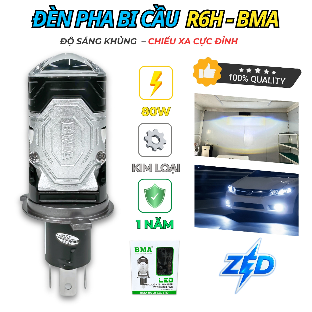 Đèn Pha Bi Cầu R6H BMA - 80W Độ Sáng Khủng, Công Suất Cao, Chiếu Xa Hơn ...