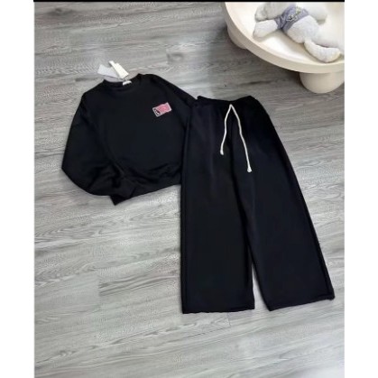 Sét Áo Nỉ Cổ Tròn In Cờ Mỹ Giả Thêu Cực Đẹp Phối Quần Dài Túi Lá Cờ Unisex Nam Nữ From Rộng Hottrend 2026