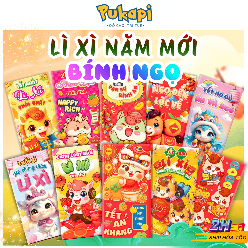 Bao Lì Xì Tết Bính Ngọ 2026 - Đồ Chơi Cho Bé PUKAPI