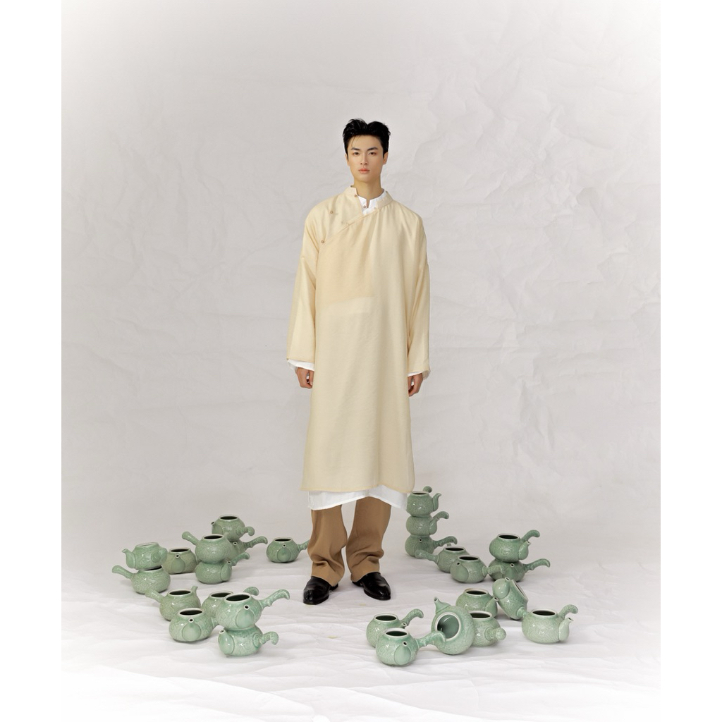 [Combo Áo Dài Nam 2 Lớp – TRÀ NHẸ | BST Xuân Thời Nhất Khắc]