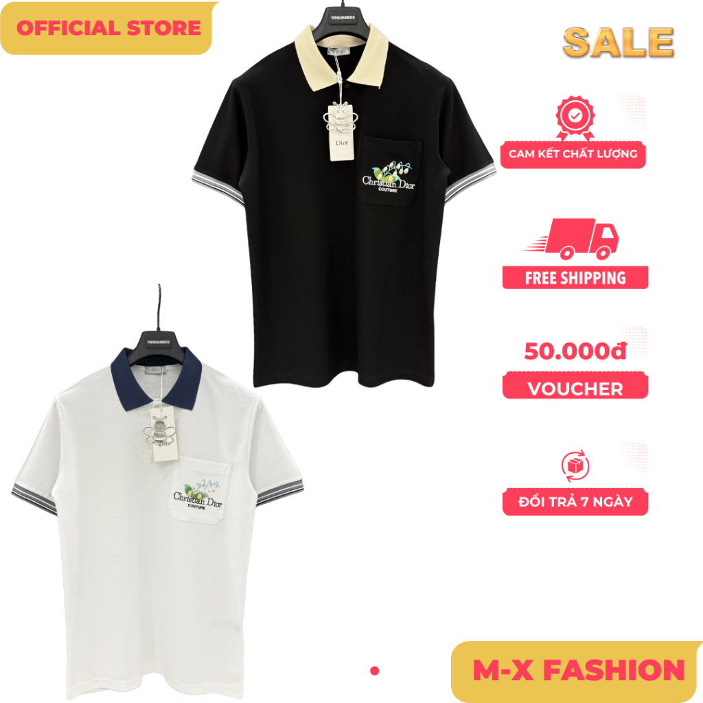 ÁO polo nam cổ tròn họa tiết tay ngắn phong cách trẻ trung chuẩn from