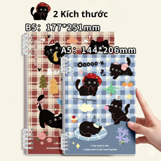 Sổ vở còng Dog and Cat khuyết còng dễ viết có thể thay thế được giấy làm sổ tay , tập viết, planer + Ruột Giấy BONZAI