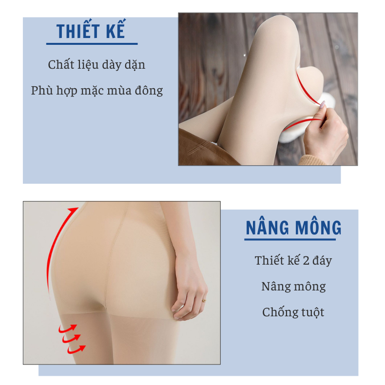 Quần tất nữ che khuyết điểm giữ ấm Leeva thon chân thật chân siêu dai siêu bền chống rách dọc QT13