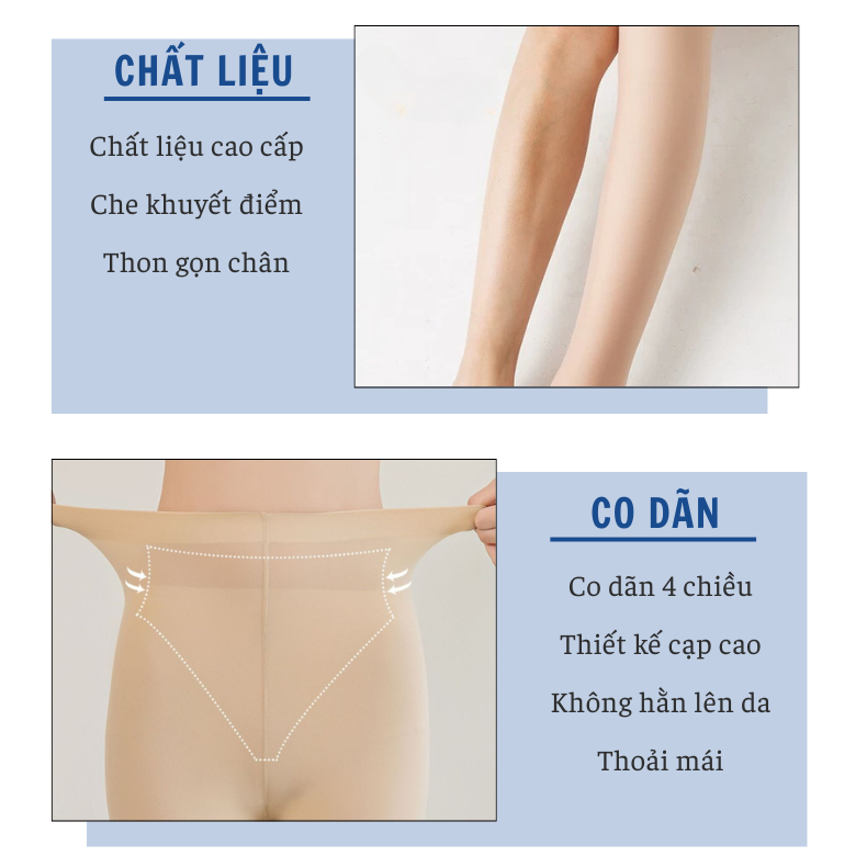 Quần tất nữ che khuyết điểm giữ ấm Leeva thon chân thật chân siêu dai siêu bền chống rách dọc QT13