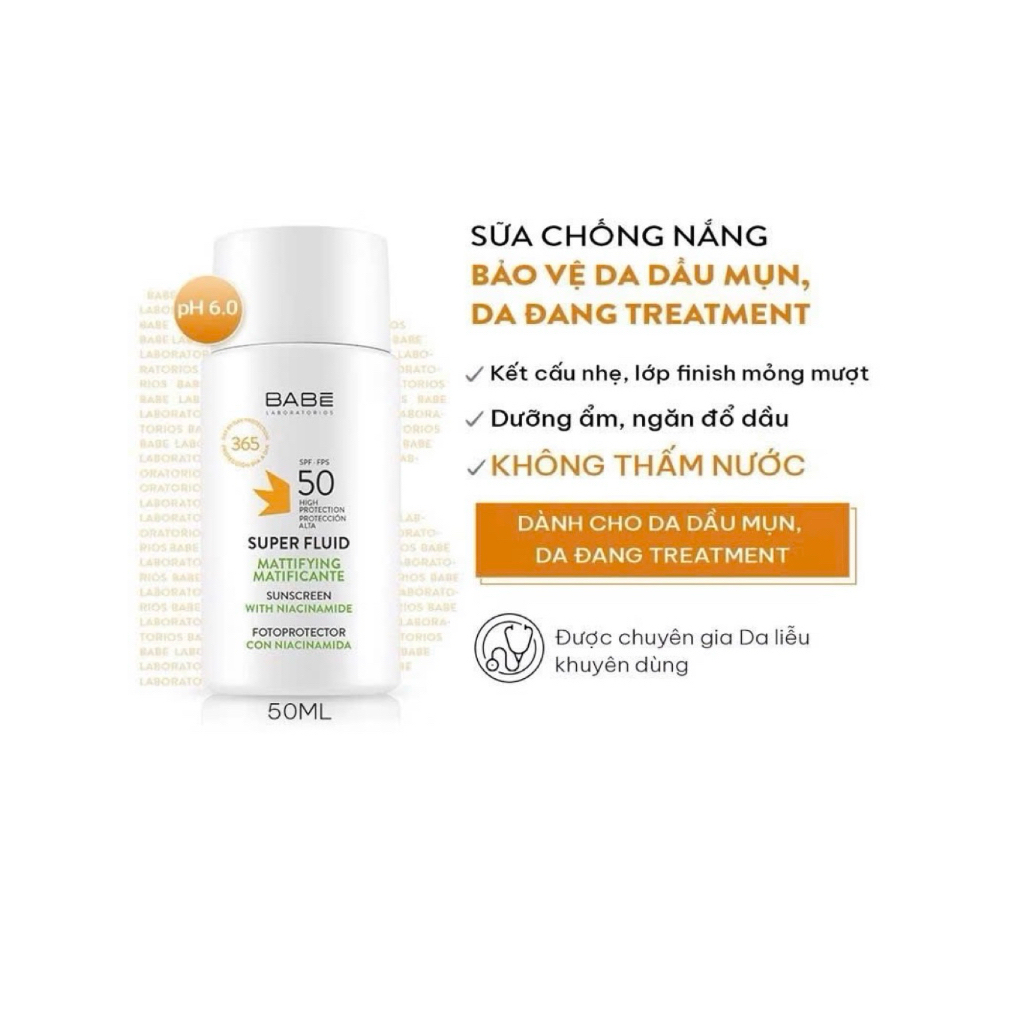 Sữa Chống Nắng BABÉ SPF50 Super Fluid 50ml