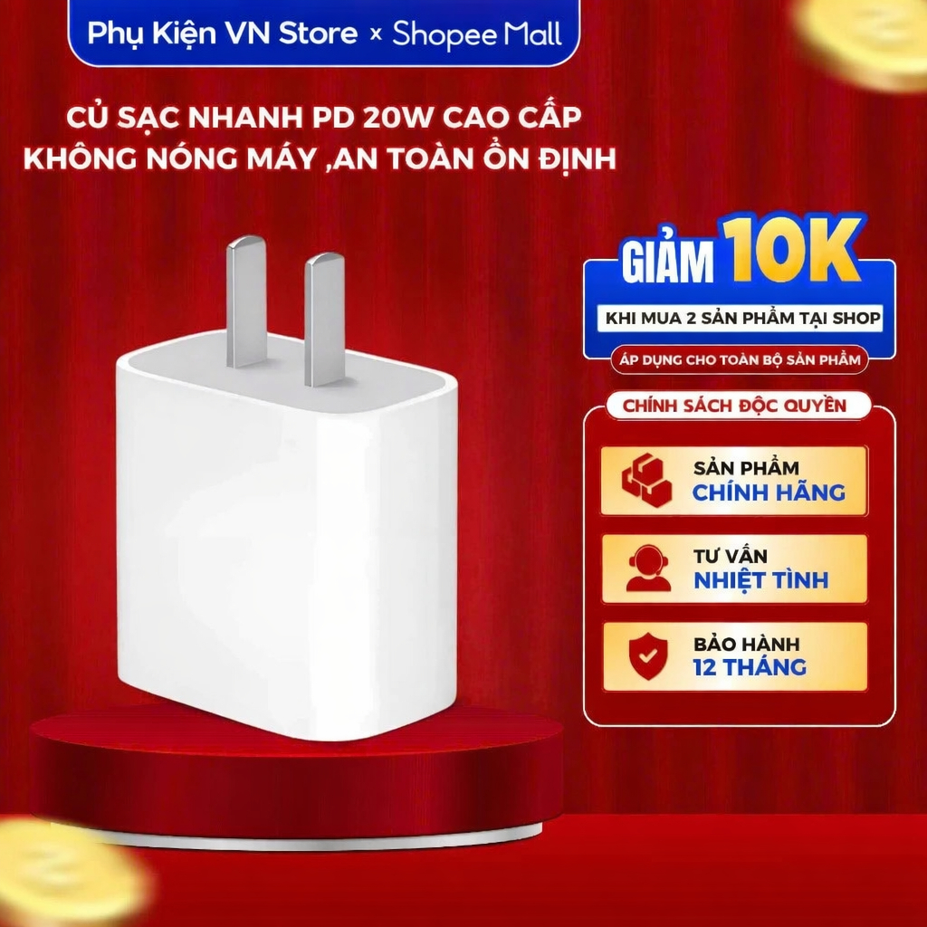 [ CHÍNH HÃNG ] Bộ Sạc Nhanh 20W An Toàn - Đảm Bảo Ổn Định, Chống Nóng và Nổ Đỉnh Cao -HEATMASTER