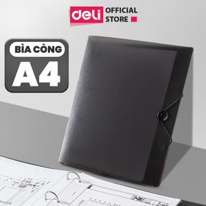Bìa Còng A4 Bìa File Lá Còng Sắt 4 Còng Deli Kèm Quai Móc Chống Nước Đựng Tài Liệu Lưu Trữ Hồ Sơ VP