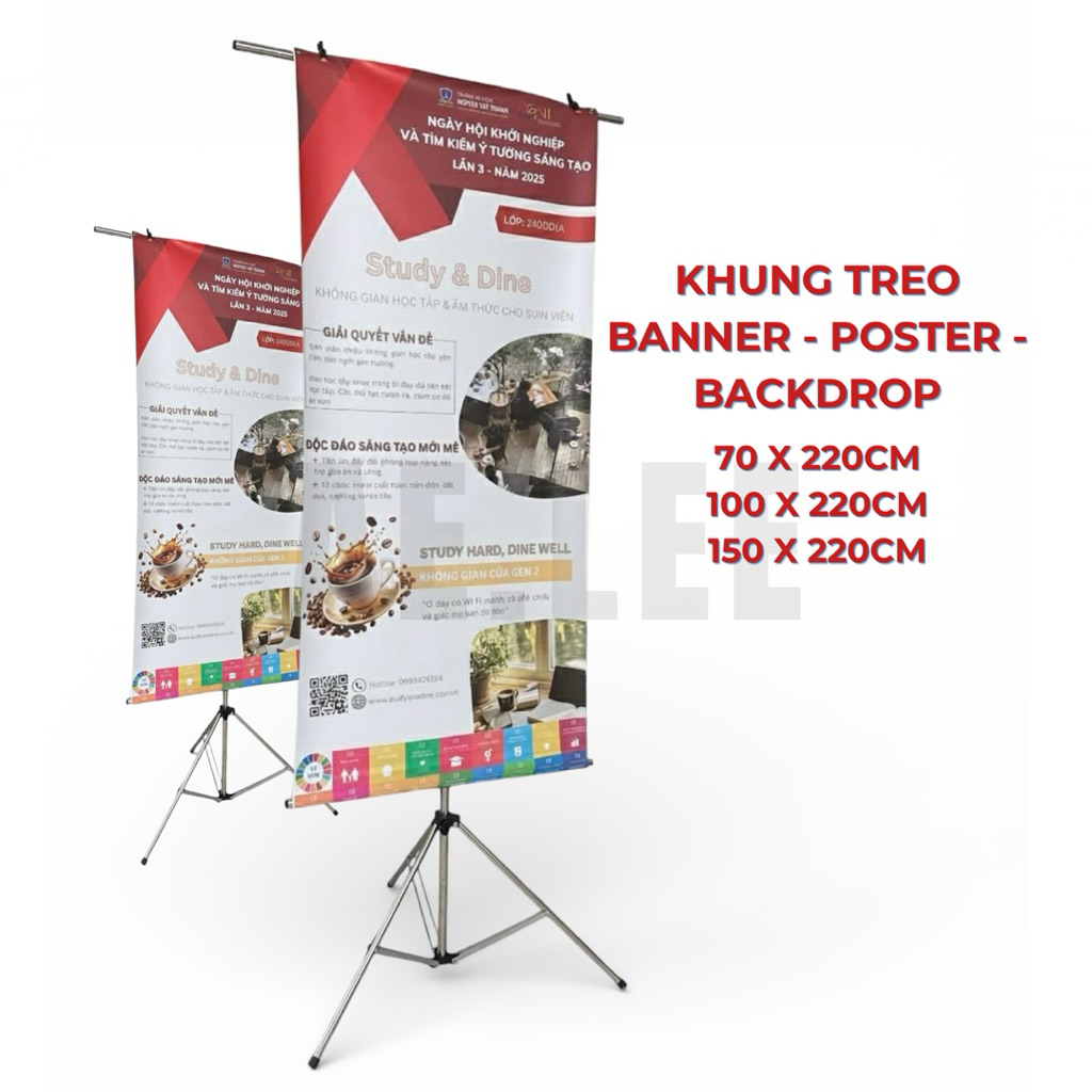 [XẢ KHO] Chân Chữ T, Chân Standee, Khung Treo Phông Inox / Sắt Cao 2m2- Chụp Sản Phẩm, Sự Kiện - AE.LEE