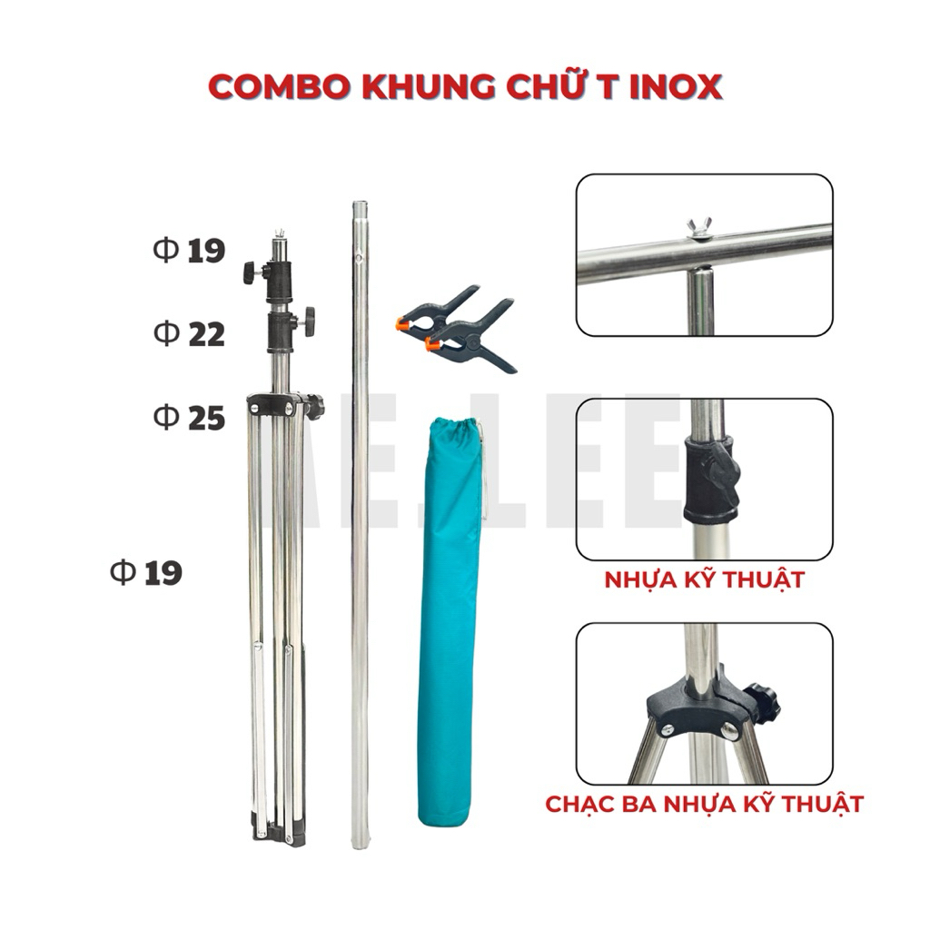 [XẢ KHO] Chân Chữ T, Chân Standee, Khung Treo Phông Inox / Sắt Cao 2m2- Chụp Sản Phẩm, Sự Kiện - AE.LEE