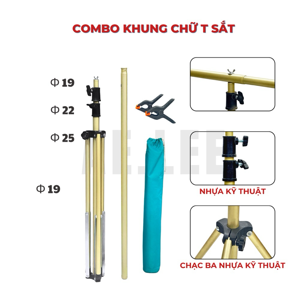 [XẢ KHO] Chân Chữ T, Chân Standee, Khung Treo Phông Inox / Sắt Cao 2m2- Chụp Sản Phẩm, Sự Kiện - AE.LEE