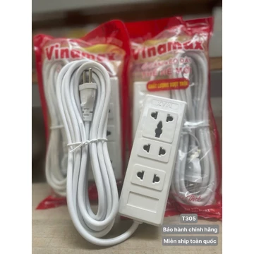 Ổ Cắm Kéo Dài Vinamax T305 – 3 Ổ Cắm Đa Năng, Phích Cắm 2 Chấu, Dây Dày An Toàn, Bảo Hành Chính Hãng