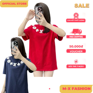 ÁO thun nam QC M07 cổ tròn họa tiết thêu tay ngắn phong cách trẻ trung chuẩn from
