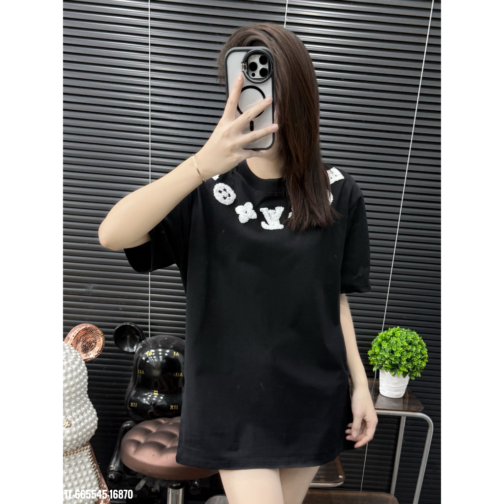 ÁO thun nam QC M07 cổ tròn họa tiết thêu tay ngắn phong cách trẻ trung chuẩn from