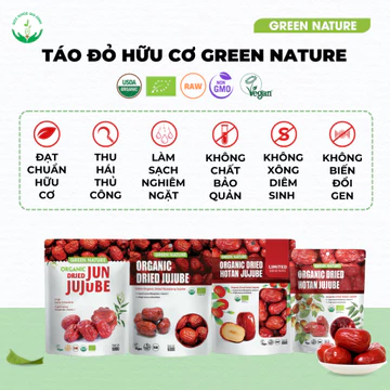 Táo Đỏ, Kỷ Tử, Hắc Kỷ Tử Hữu Cơ Green Nature - Bộ Quà Tặng, Set Quà Tết Cao Cấp