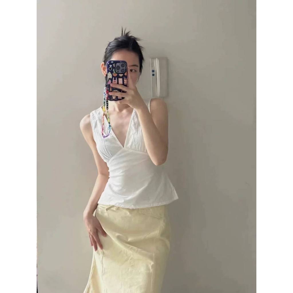 𝗘𝘀𝗲-Áo Linen cổ V thắt nơ sau
