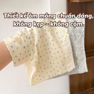 Quần lót nữ đùi cotton kháng khuẩn cao cấp ren sang trọng họa tiết hoa nhí đính nơ xinh xắn L5522